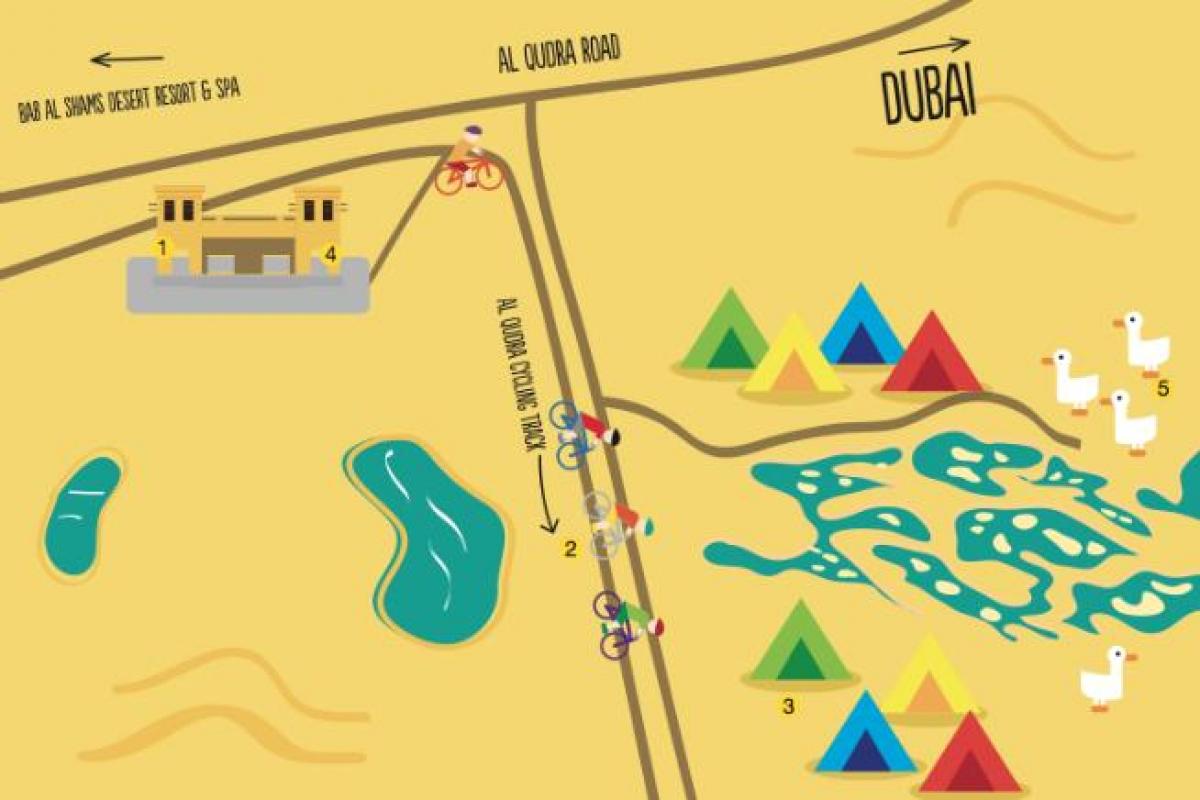 kort over Al Qudra Søen rute