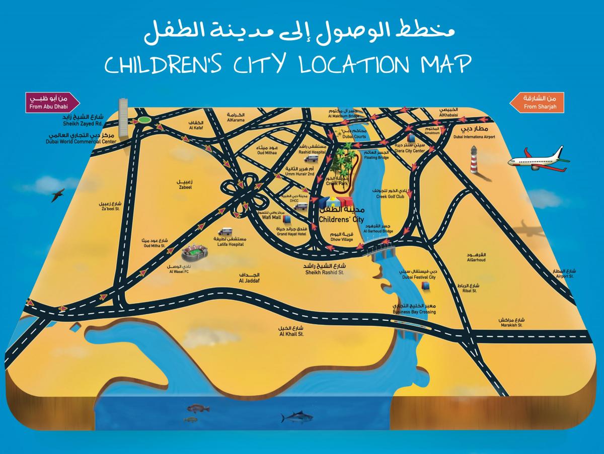kort over Børns city Dubai