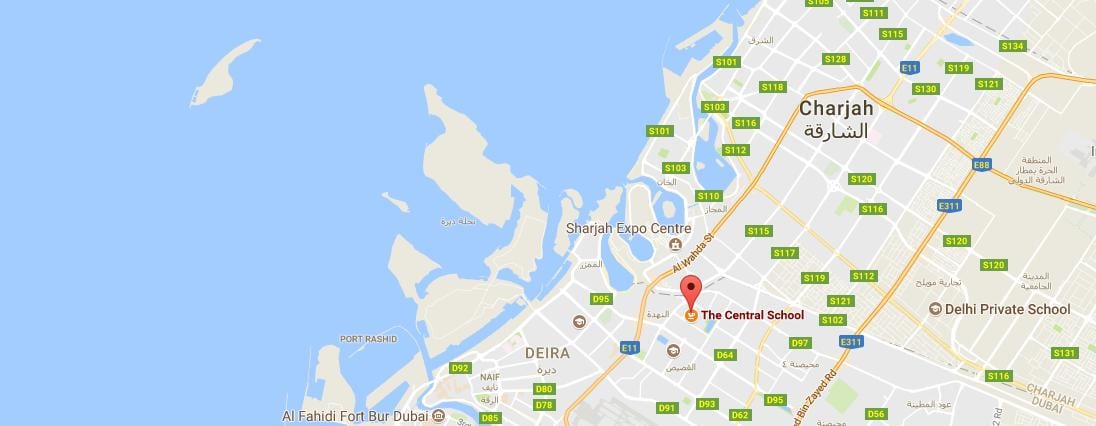 kort over det centrale skole Dubai