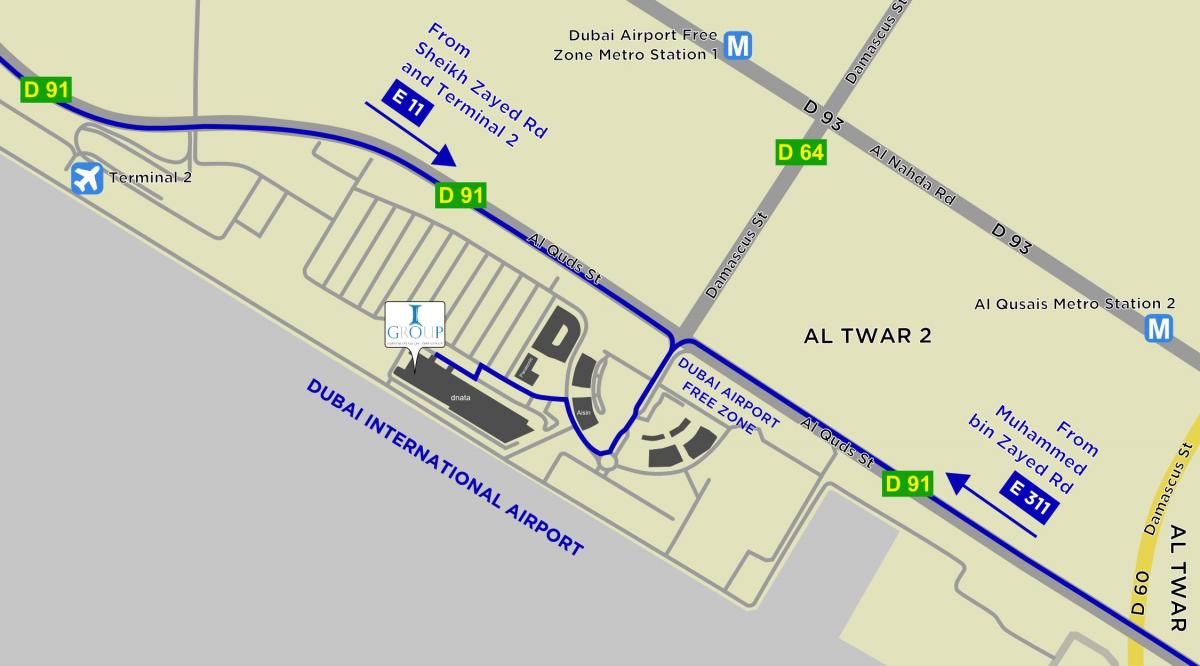 kort over Dubai lufthavn frizone