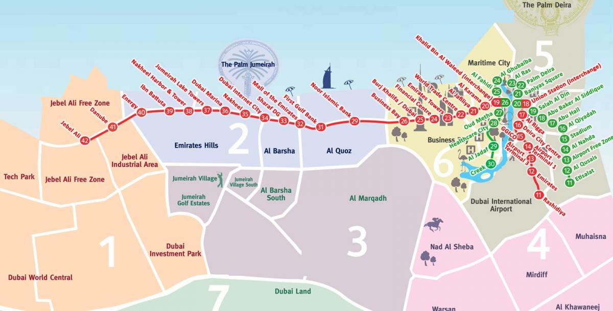 kort over Dubai kvarterer