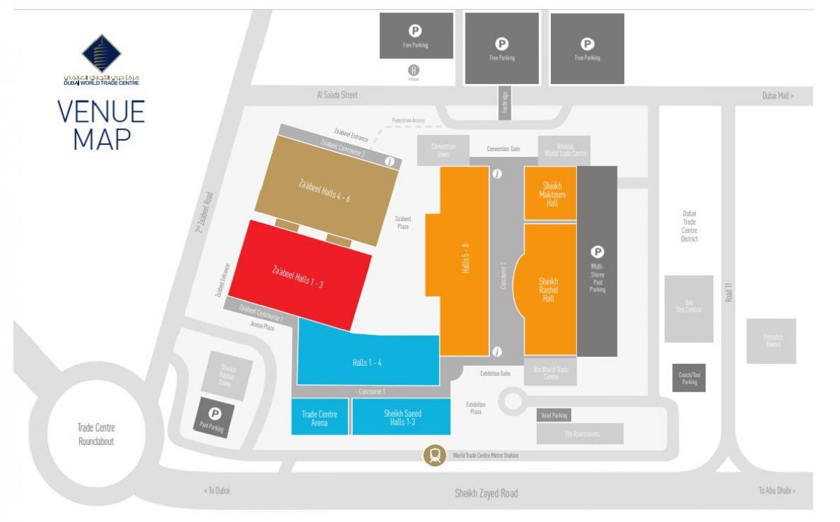 kort over Dubai mall parkering