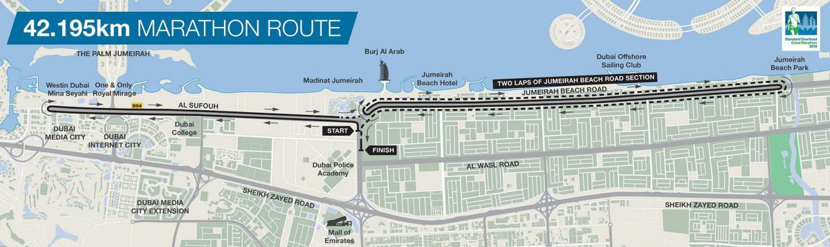 kort over Dubai marathon