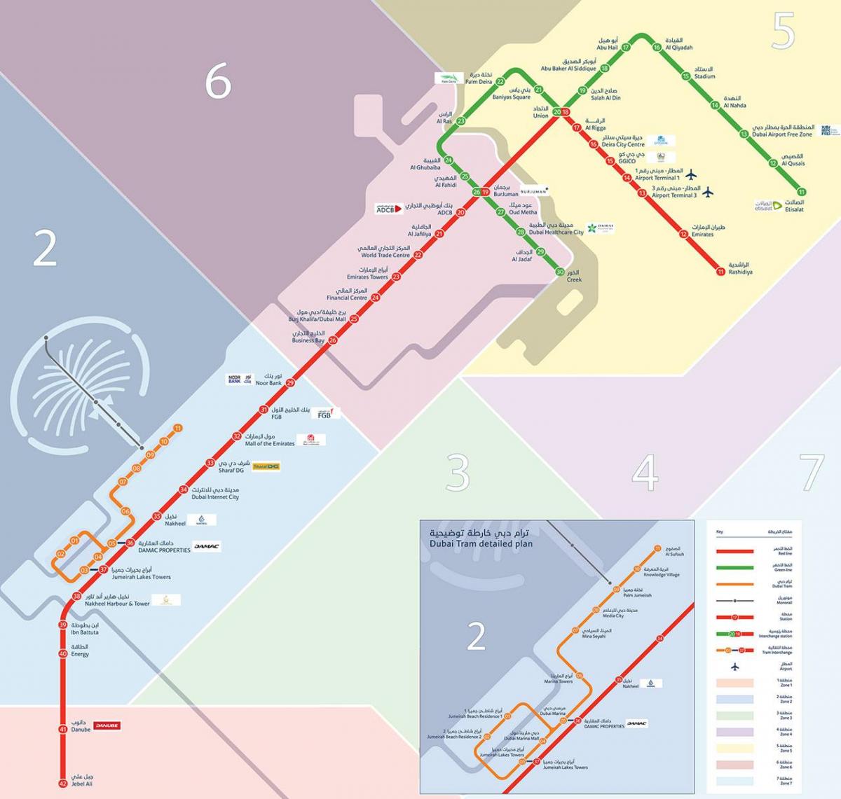 metro-kort over Dubai