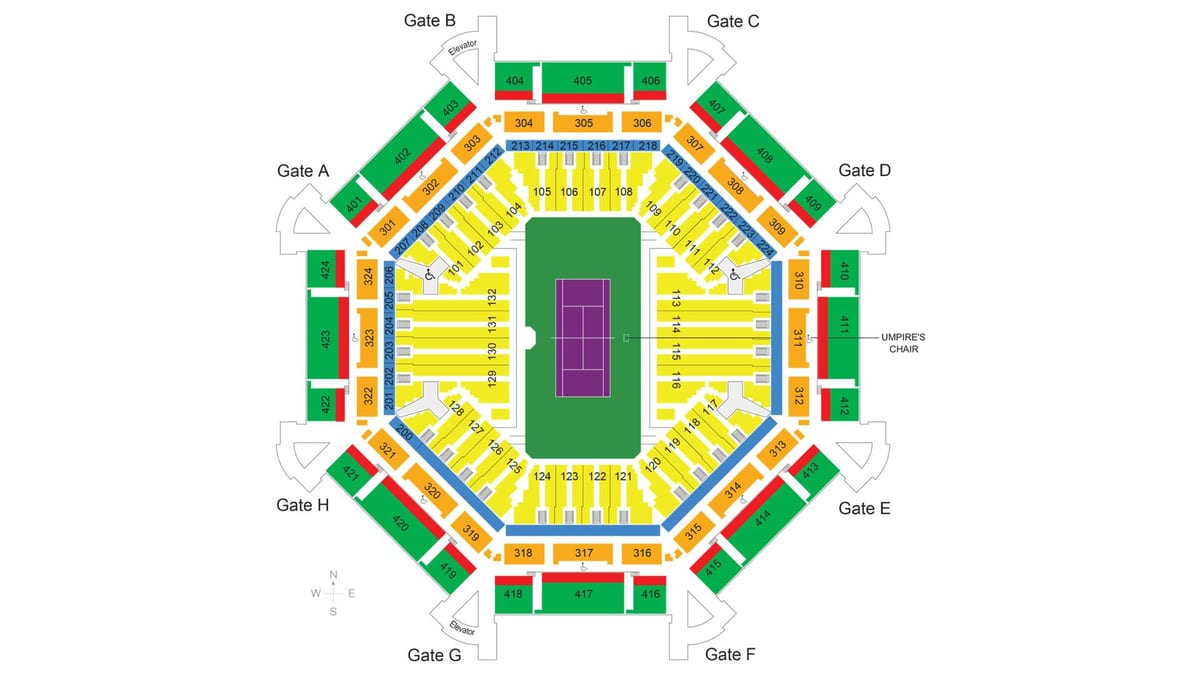 kort over Dubai tennis stadium