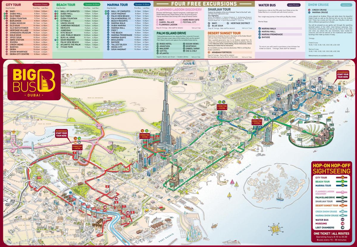 Dubai kort med turist-attraktioner