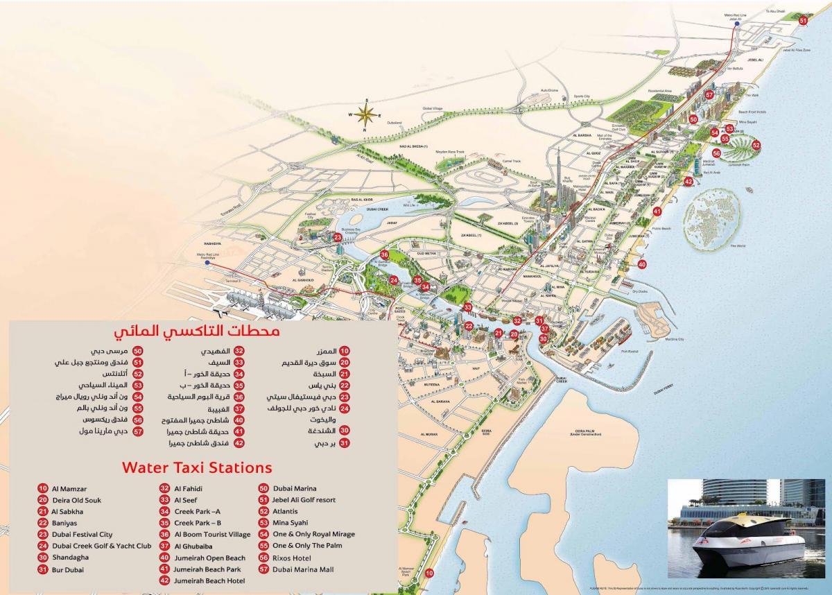 Dubai vand taxa rute kort