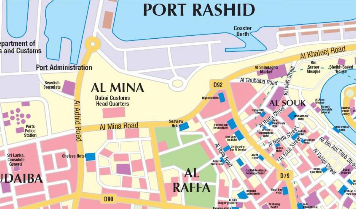 Dubai port kort