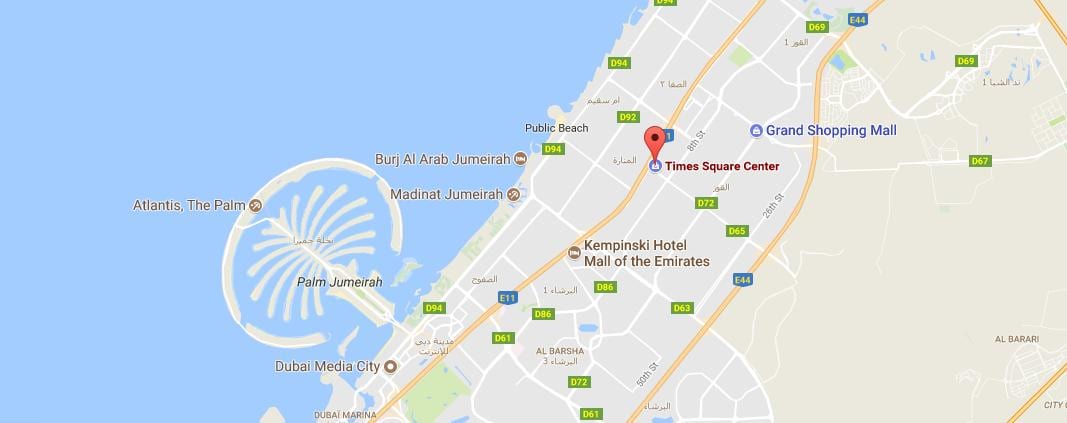 kort over Times Square Center Dubai