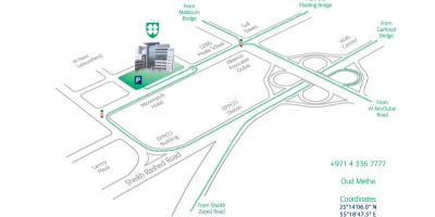Kort over Amerikanske hospital i Dubai