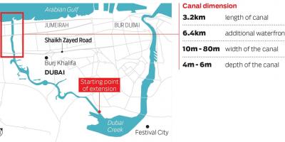 Kort over Dubai-kanalen