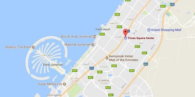 Kort over Times Square Center Dubai